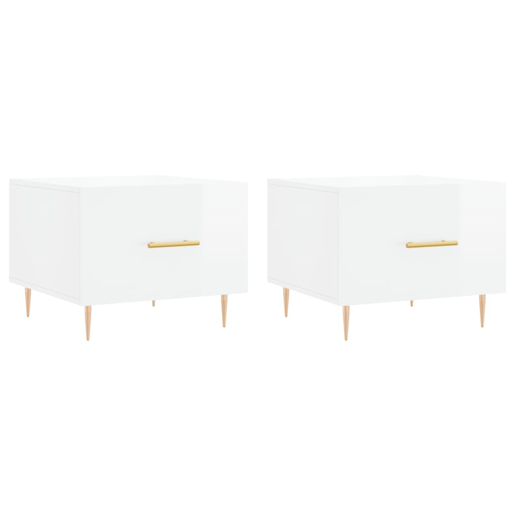 Coffee table, 2 pcs., glossy white, 50x50x40 cm