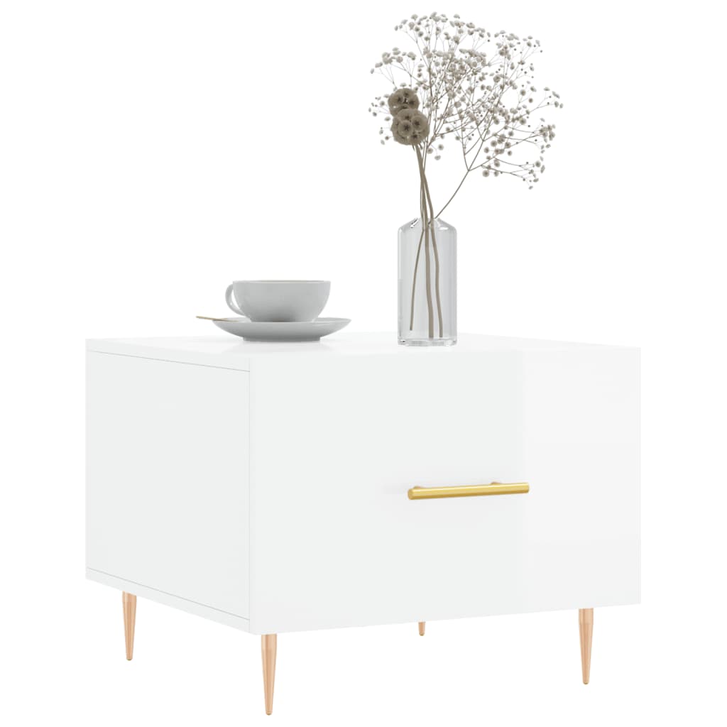 Coffee table, 2 pcs., glossy white, 50x50x40 cm