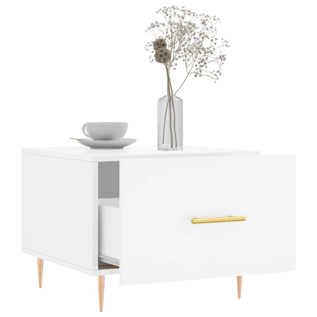 Coffee table, 2 pcs., glossy white, 50x50x40 cm
