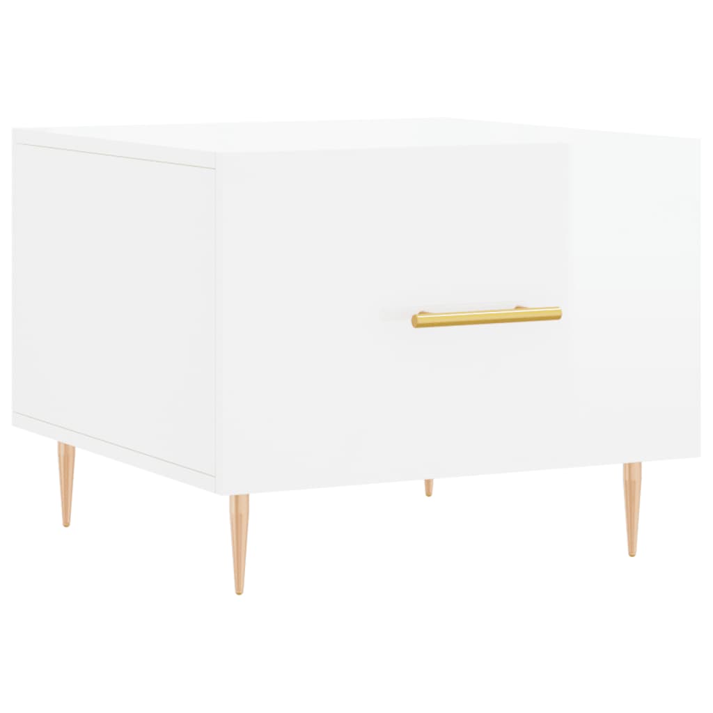 Coffee table, 2 pcs., glossy white, 50x50x40 cm