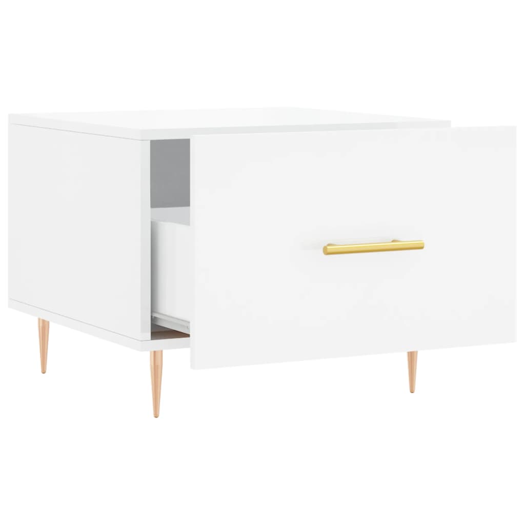 Coffee table, 2 pcs., glossy white, 50x50x40 cm