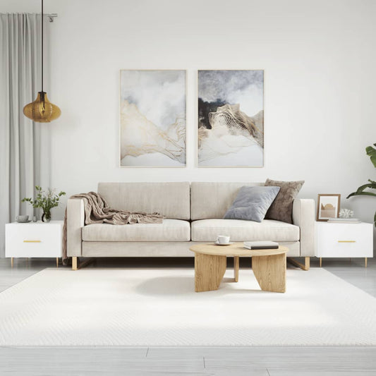 Coffee table, 2 pcs., glossy white, 50x50x40 cm