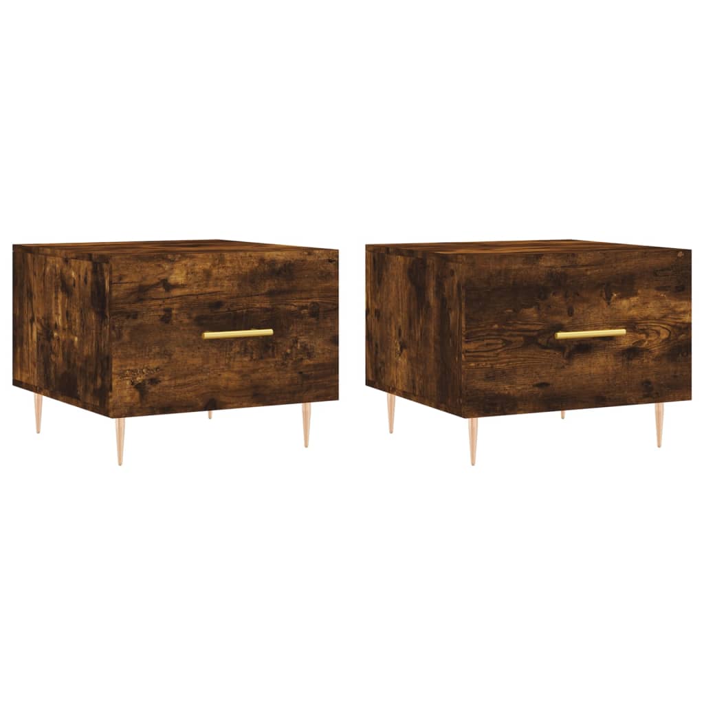 Coffee tables 2 pcs. smoky oak 50x50x40 cm composite wood