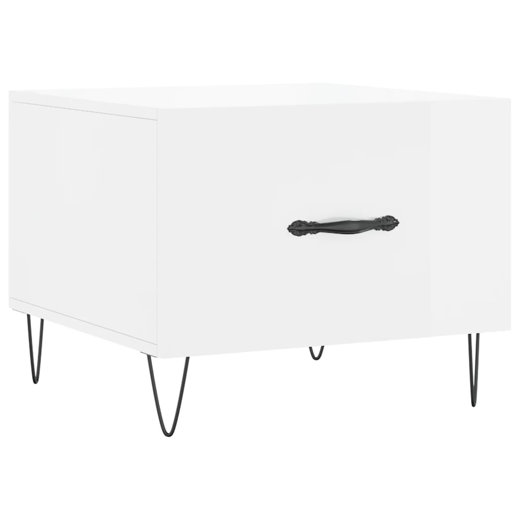 Coffee table, glossy white, 50x50x40 cm, composite wood