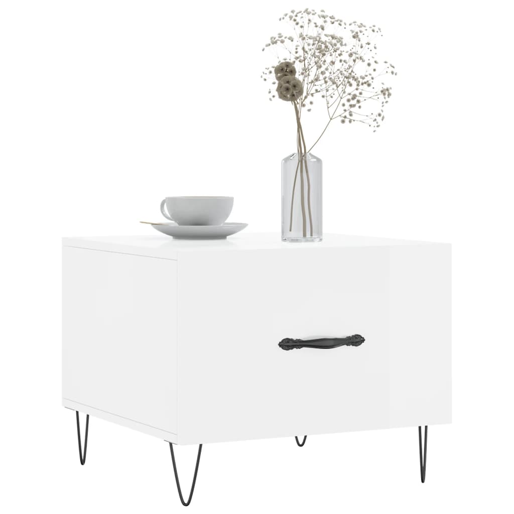 Coffee table, glossy white, 50x50x40 cm, composite wood
