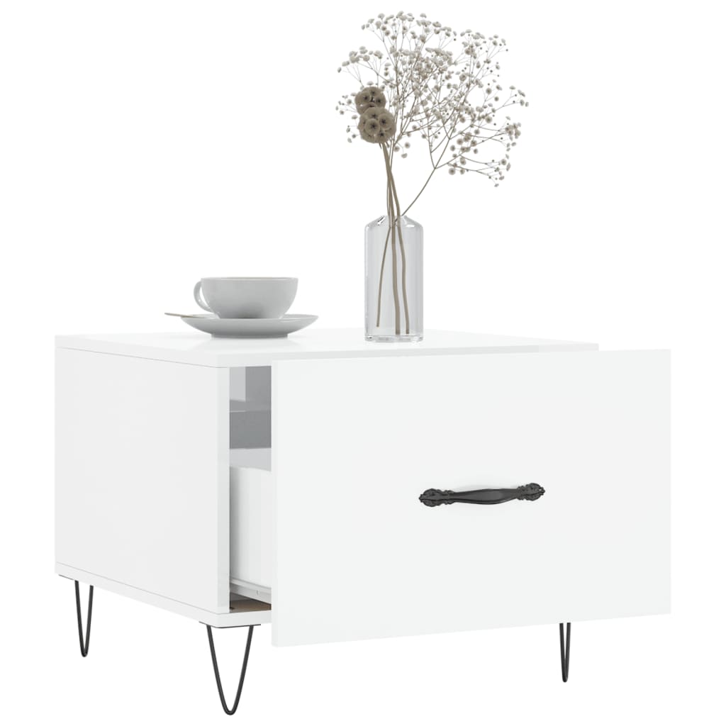 Coffee table, glossy white, 50x50x40 cm, composite wood