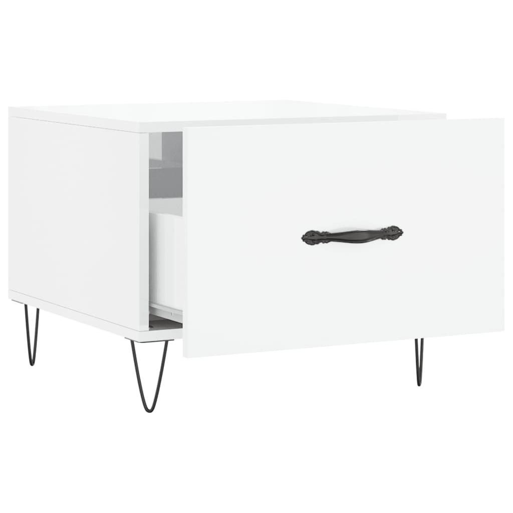 Coffee table, glossy white, 50x50x40 cm, composite wood