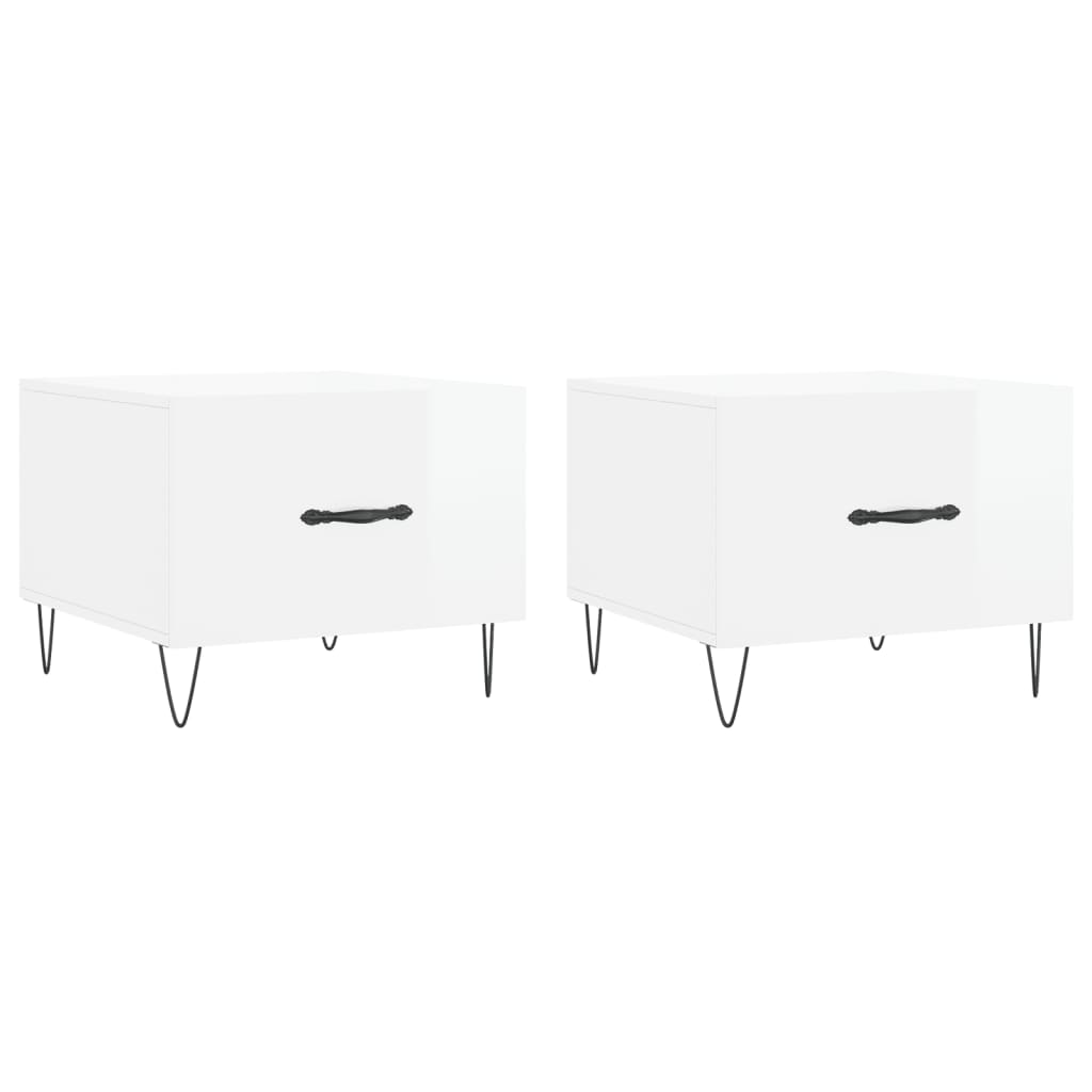 Coffee table, 2 pcs., glossy white, 50x50x40 cm