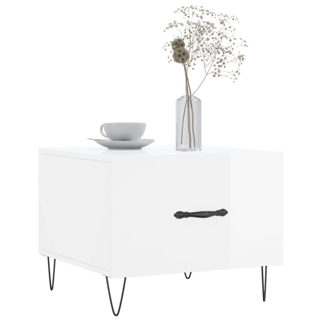 Coffee table, 2 pcs., glossy white, 50x50x40 cm