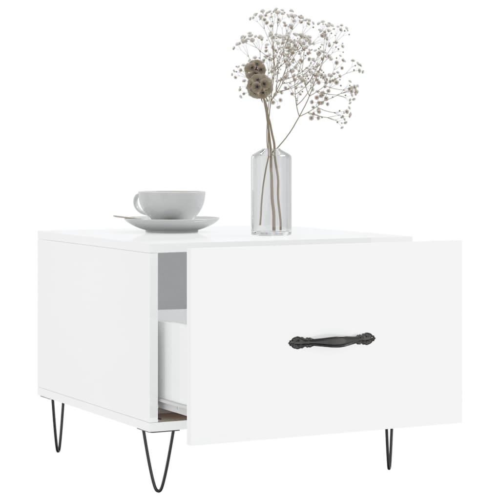 Coffee table, 2 pcs., glossy white, 50x50x40 cm