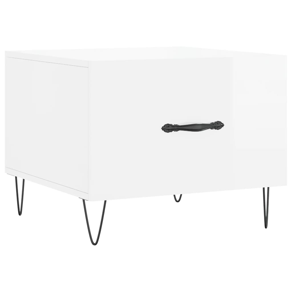 Coffee table, 2 pcs., glossy white, 50x50x40 cm