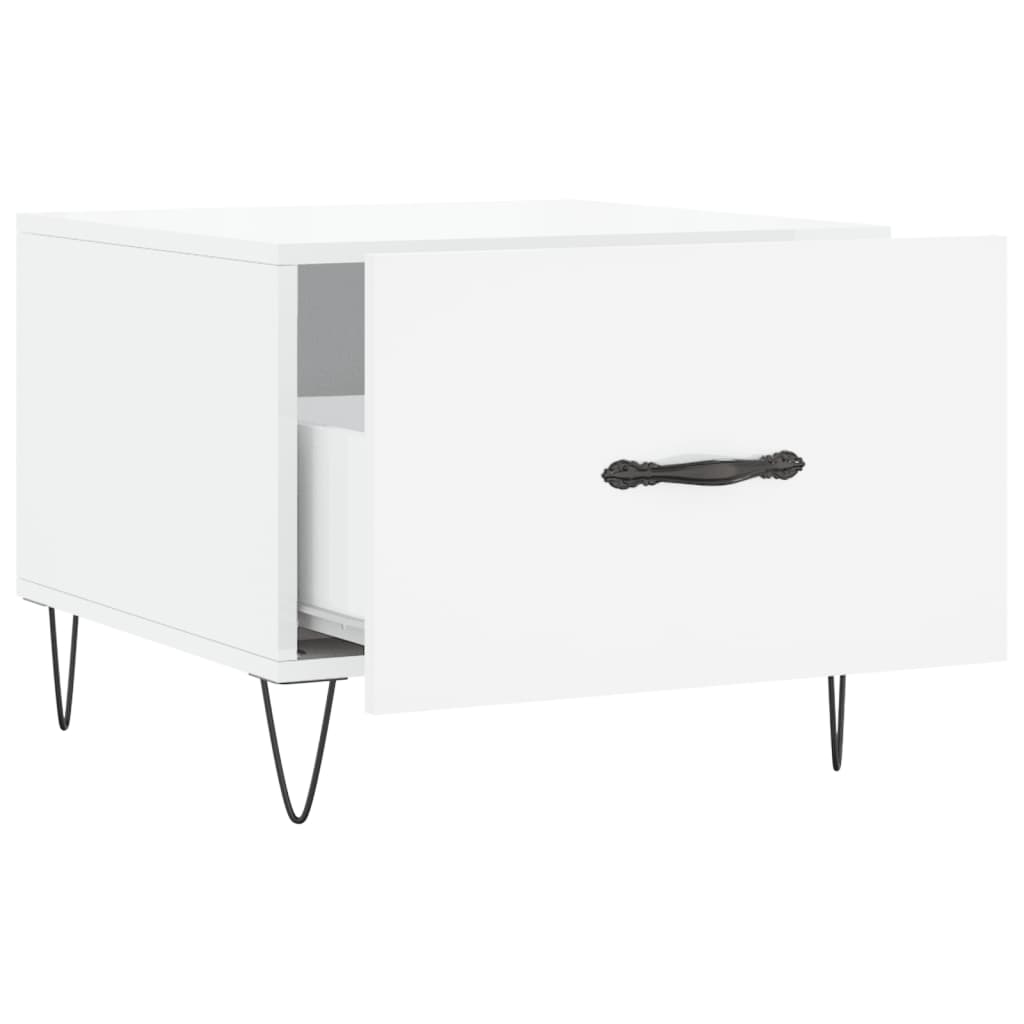 Coffee table, 2 pcs., glossy white, 50x50x40 cm