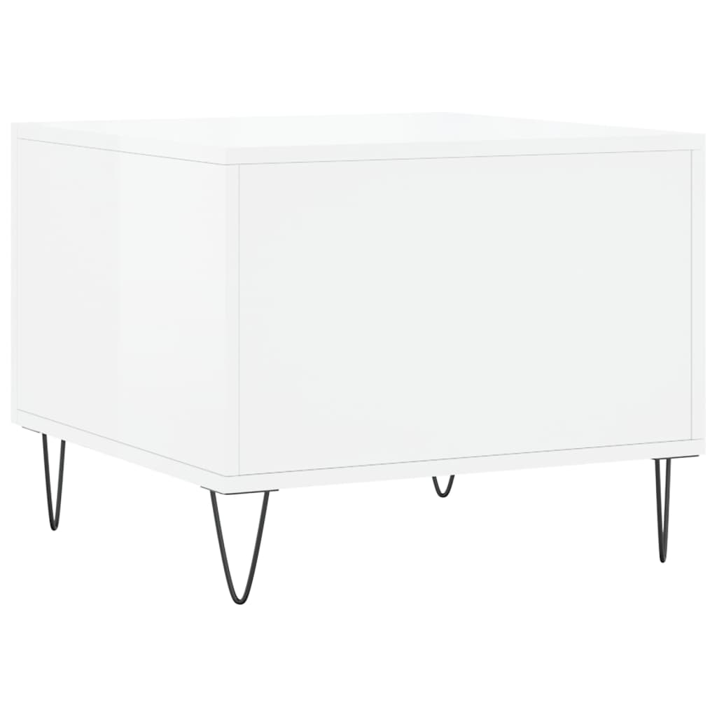 Coffee table, 2 pcs., glossy white, 50x50x40 cm