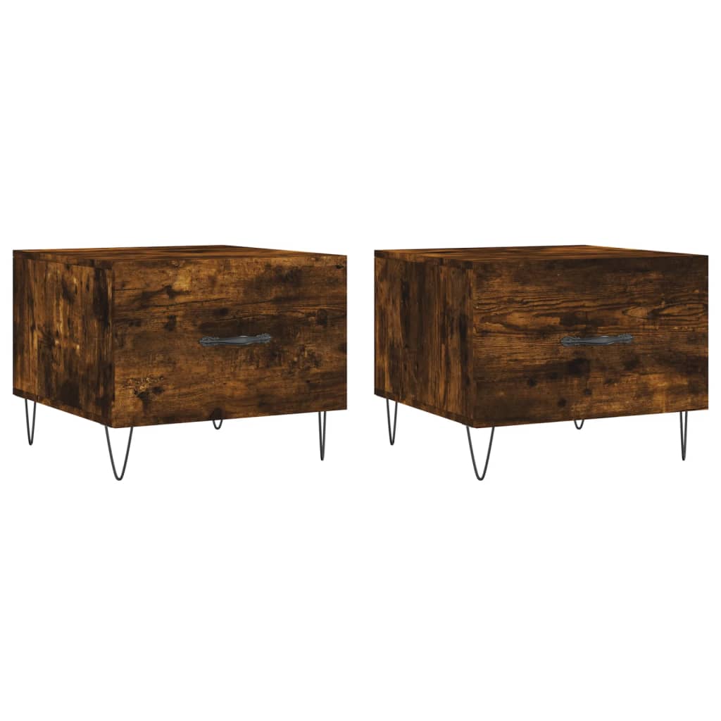 Coffee tables 2 pcs. smoky oak 50x50x40 cm composite wood
