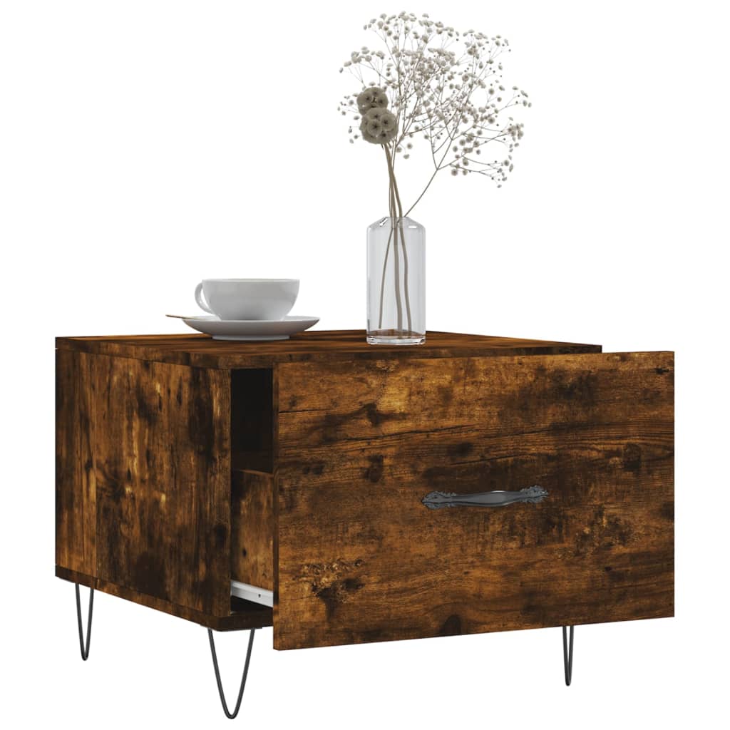Coffee tables 2 pcs. smoky oak 50x50x40 cm composite wood