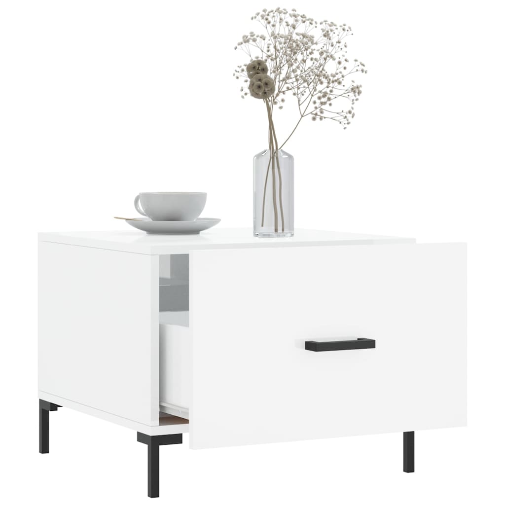Coffee table, glossy white, 50x50x40 cm, composite wood