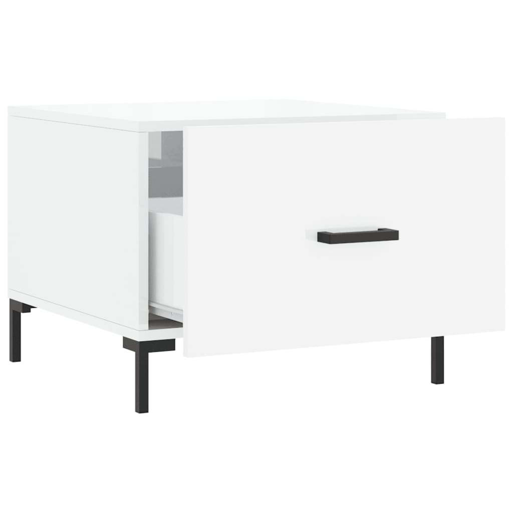Coffee table, glossy white, 50x50x40 cm, composite wood