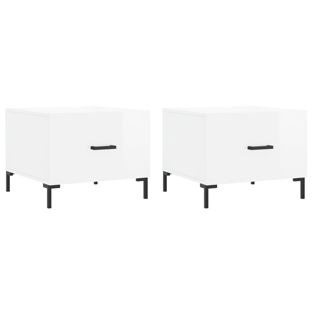 Coffee table, 2 pcs., glossy white, 50x50x40 cm