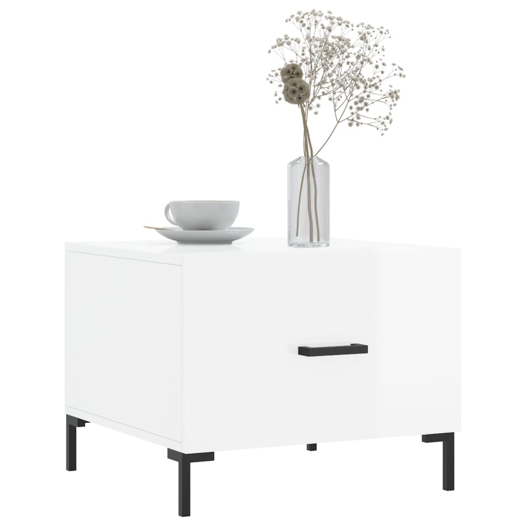 Coffee table, 2 pcs., glossy white, 50x50x40 cm