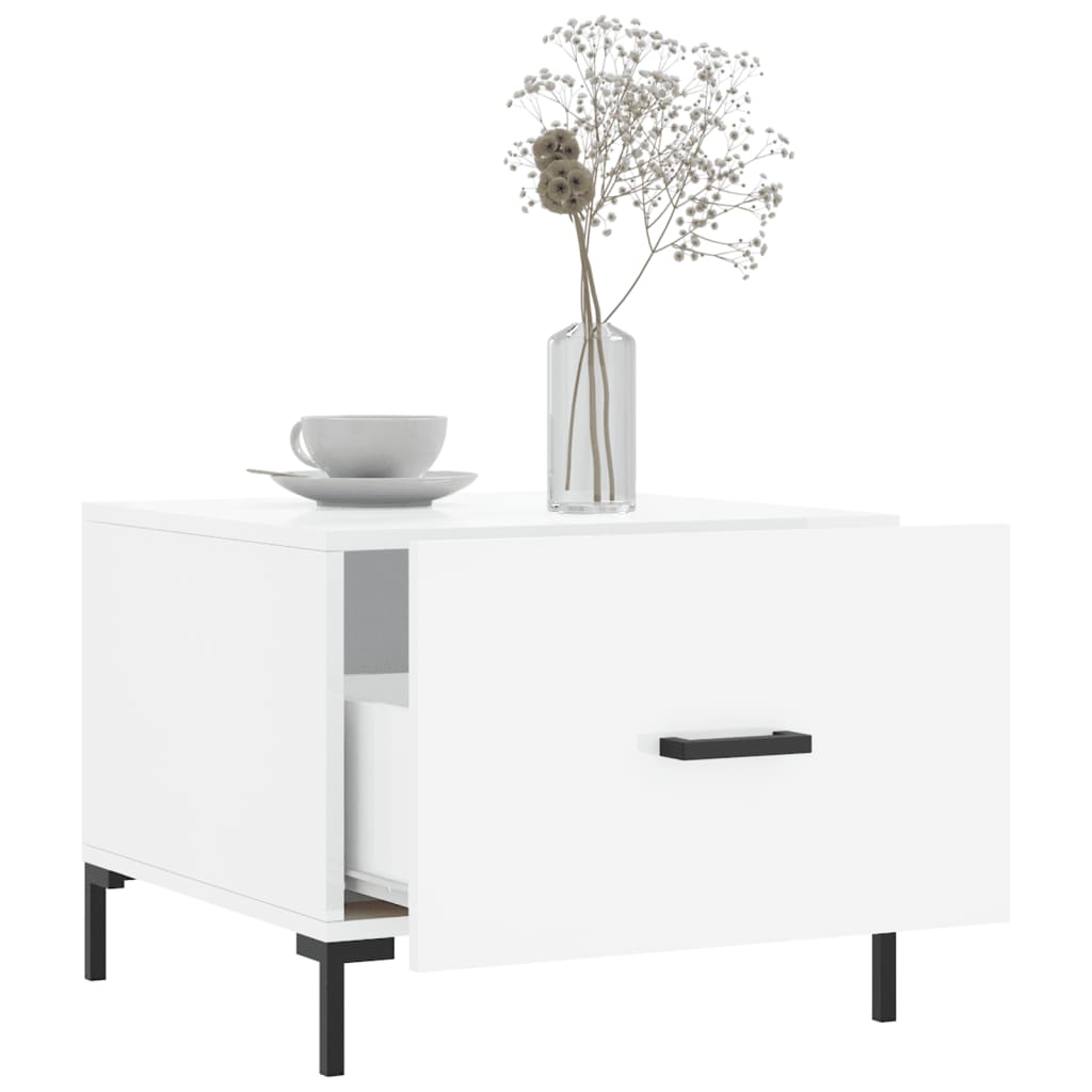 Coffee table, 2 pcs., glossy white, 50x50x40 cm
