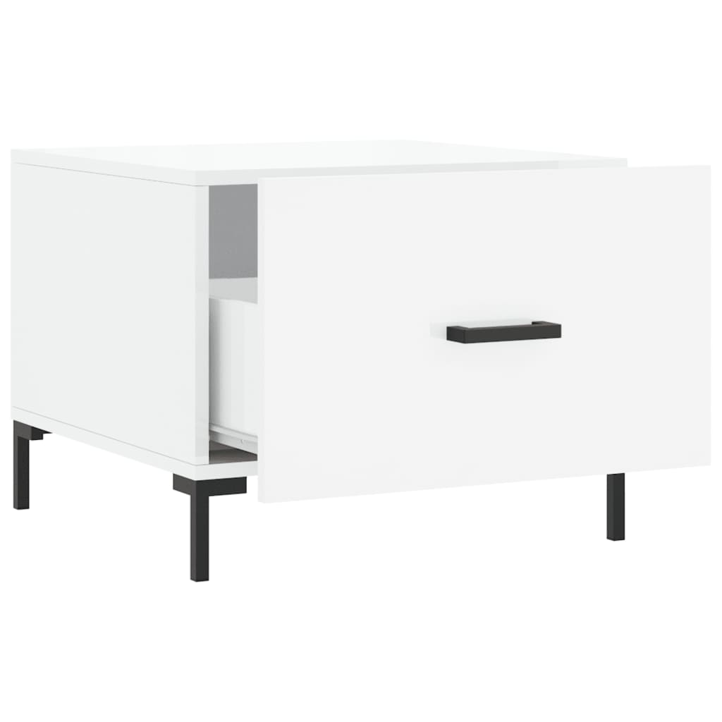 Coffee table, 2 pcs., glossy white, 50x50x40 cm