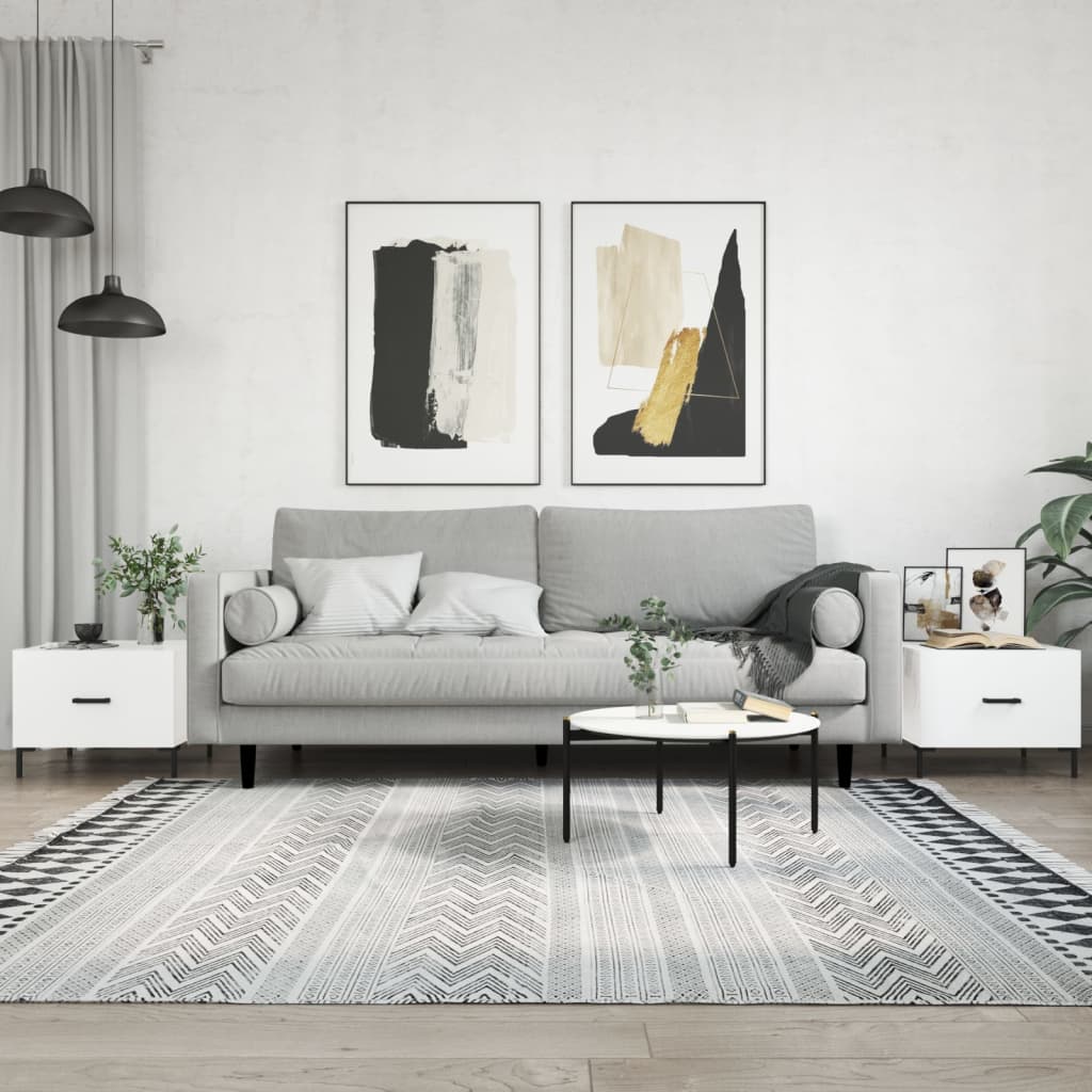 Coffee table, 2 pcs., glossy white, 50x50x40 cm