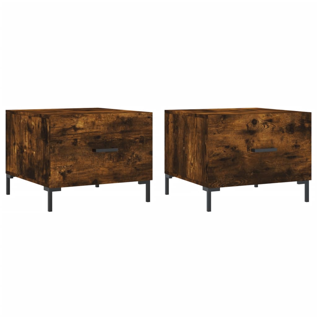 Coffee tables 2 pcs. smoky oak 50x50x40 cm composite wood