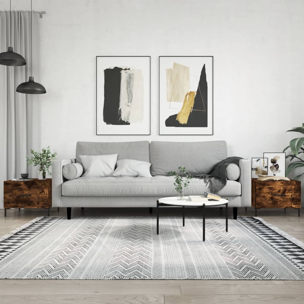 Coffee tables 2 pcs. smoky oak 50x50x40 cm composite wood