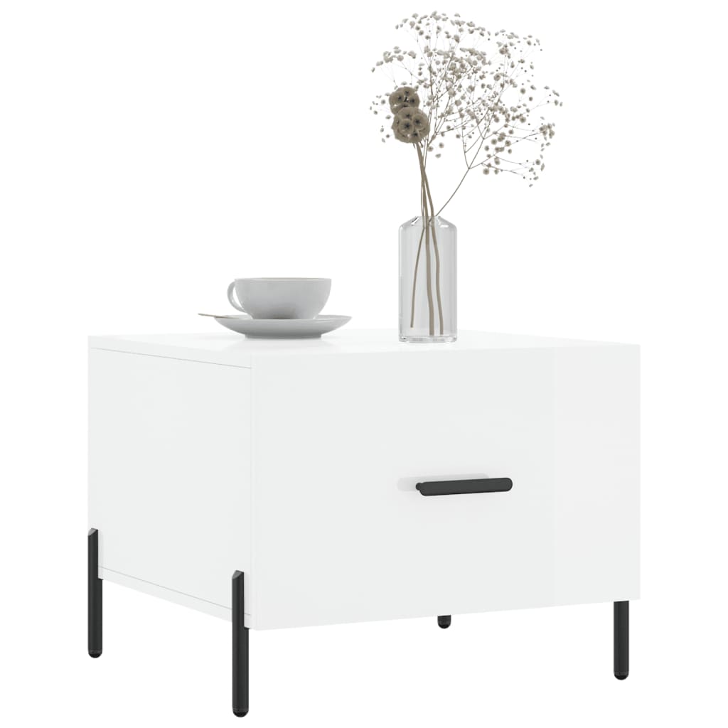 Coffee table, glossy white, 50x50x40 cm, composite wood