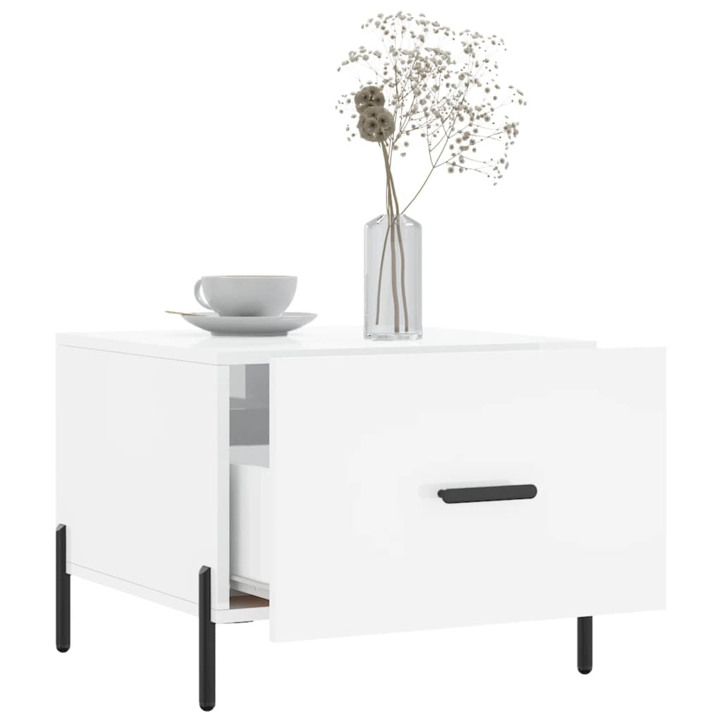 Coffee table, glossy white, 50x50x40 cm, composite wood