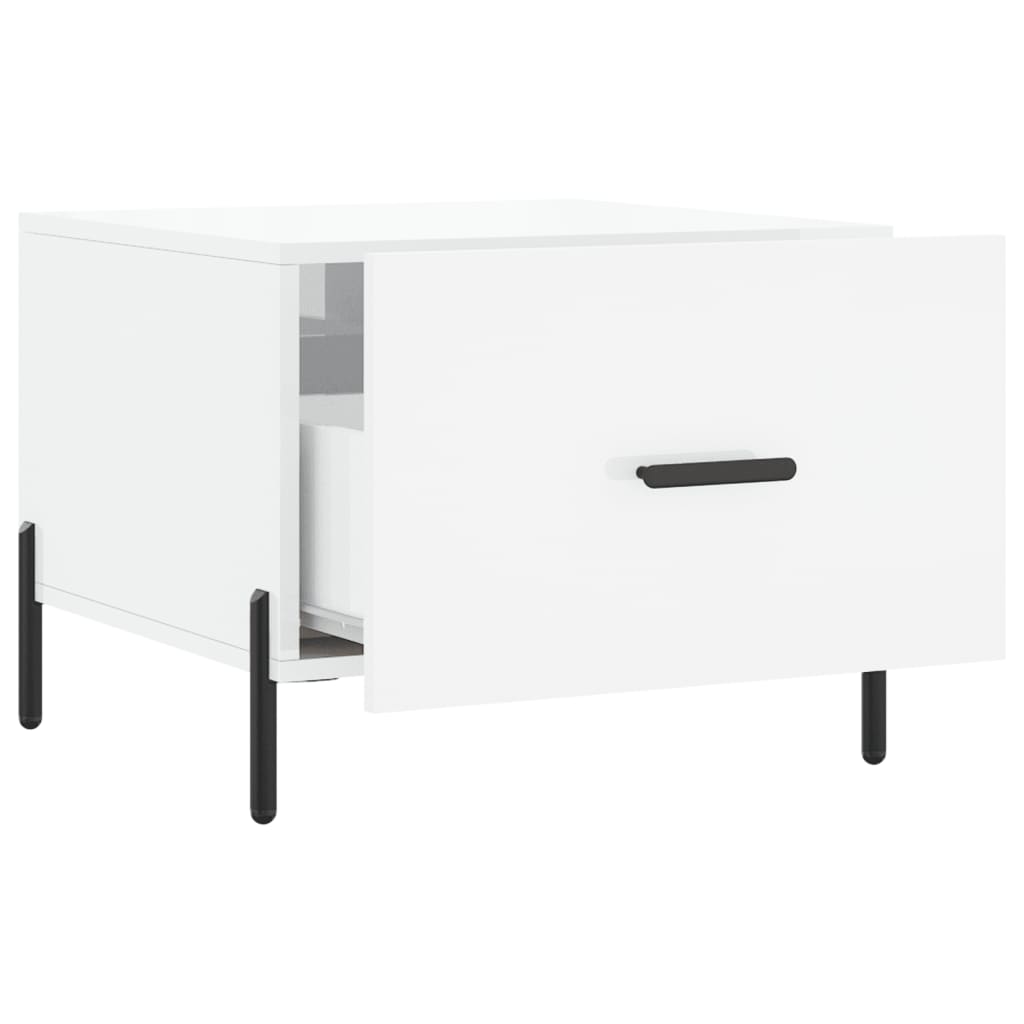 Coffee table, glossy white, 50x50x40 cm, composite wood