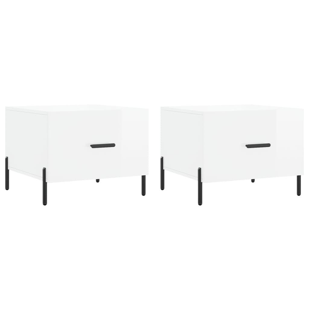Coffee table, 2 pcs., glossy white, 50x50x40 cm