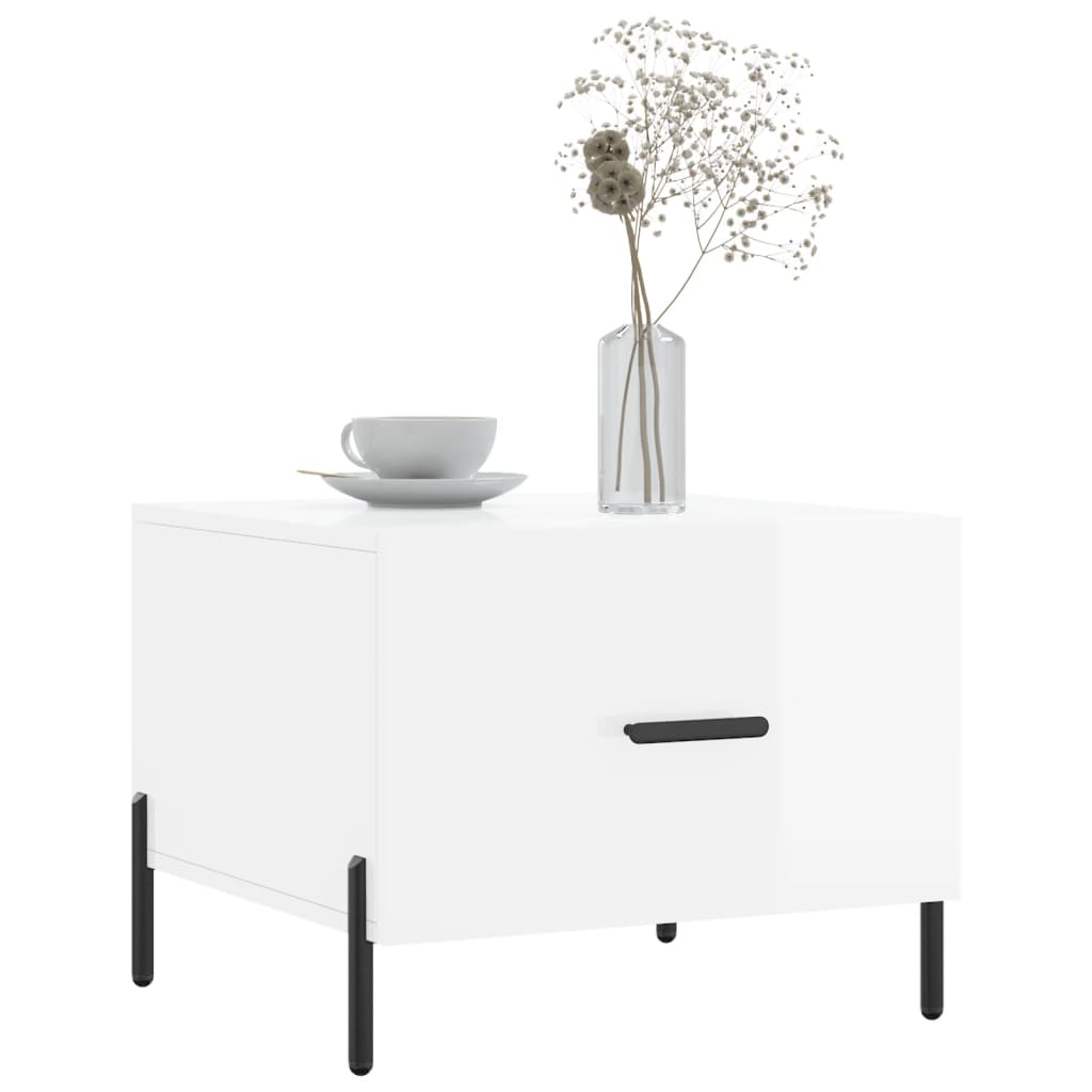 Coffee table, 2 pcs., glossy white, 50x50x40 cm
