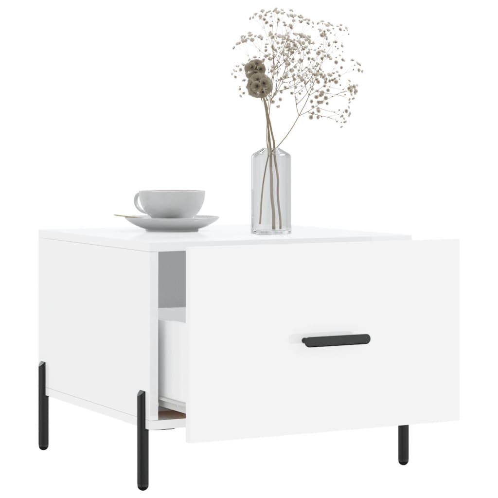 Coffee table, 2 pcs., glossy white, 50x50x40 cm