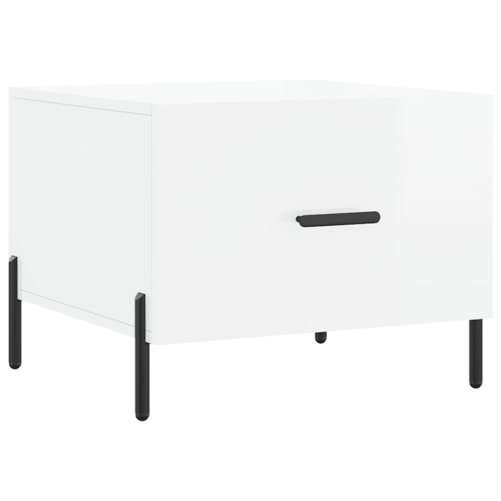 Coffee table, 2 pcs., glossy white, 50x50x40 cm
