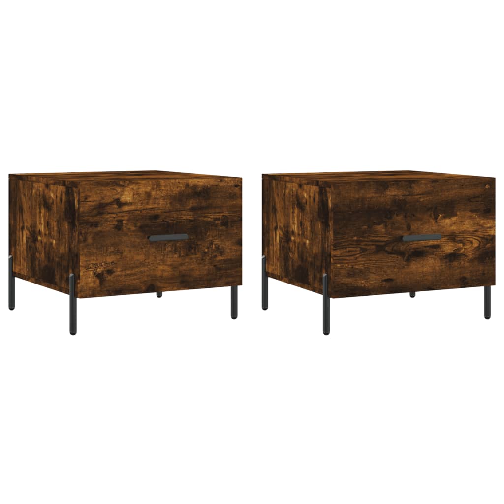 Coffee tables 2 pcs. smoky oak 50x50x40 cm composite wood