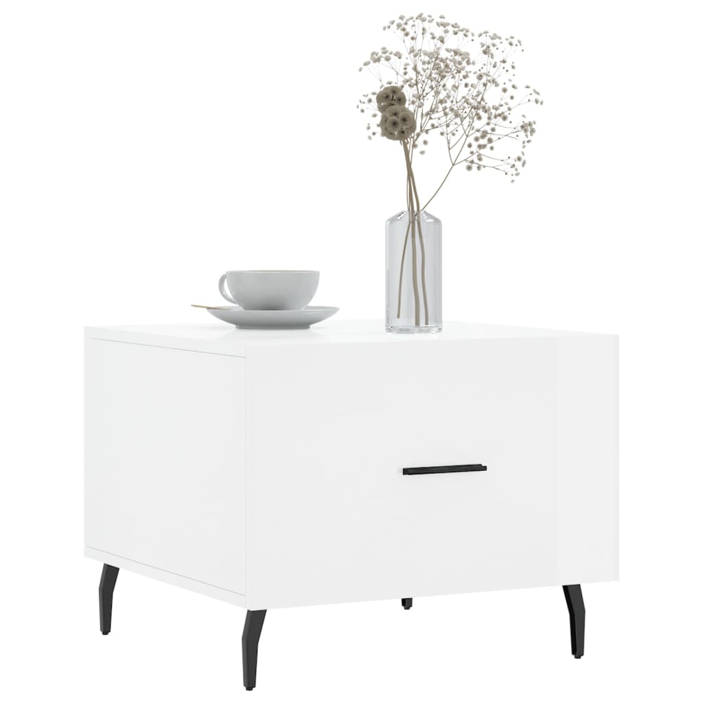 Coffee table, glossy white, 50x50x40 cm, composite wood