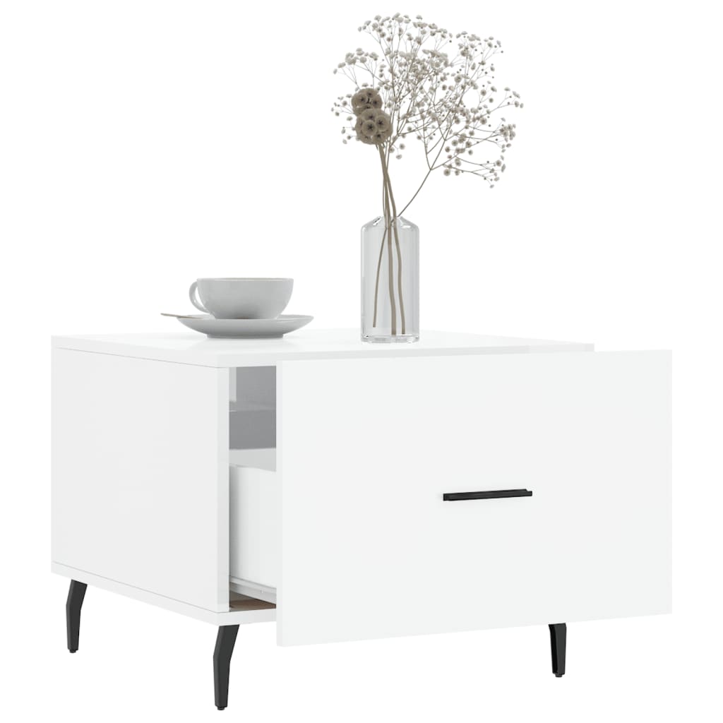 Coffee table, glossy white, 50x50x40 cm, composite wood