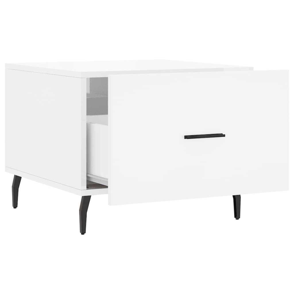 Coffee table, glossy white, 50x50x40 cm, composite wood