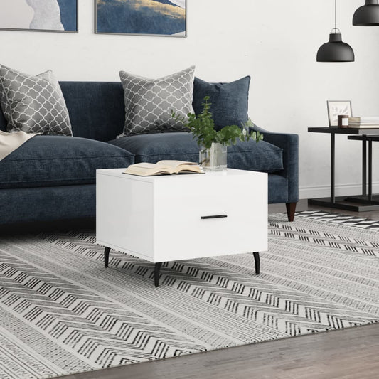 Coffee table, glossy white, 50x50x40 cm, composite wood