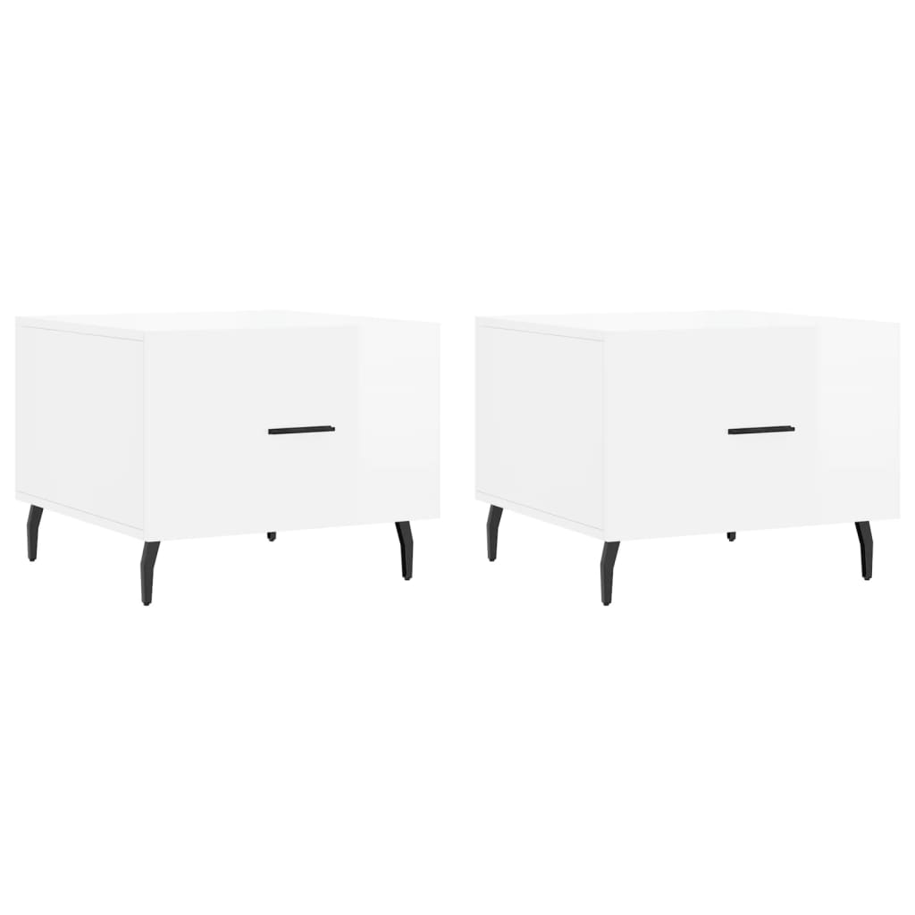 Coffee table, 2 pcs., glossy white, 50x50x40 cm