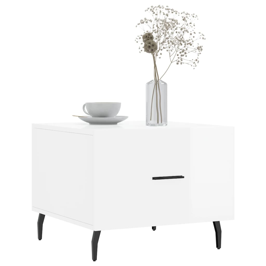 Coffee table, 2 pcs., glossy white, 50x50x40 cm