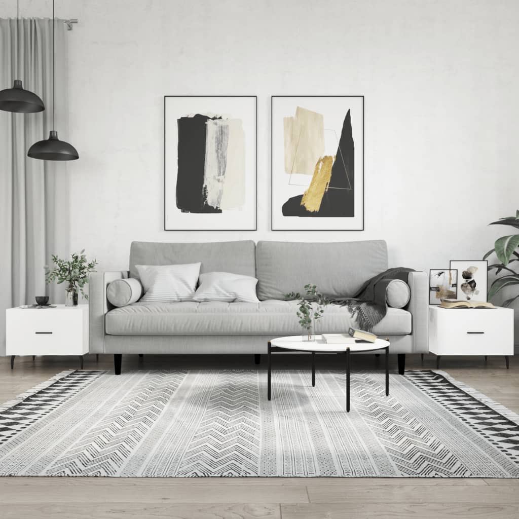 Coffee table, 2 pcs., glossy white, 50x50x40 cm