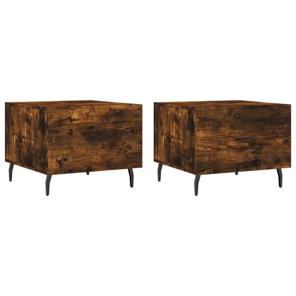 Coffee tables 2 pcs. smoky oak 50x50x40 cm composite wood