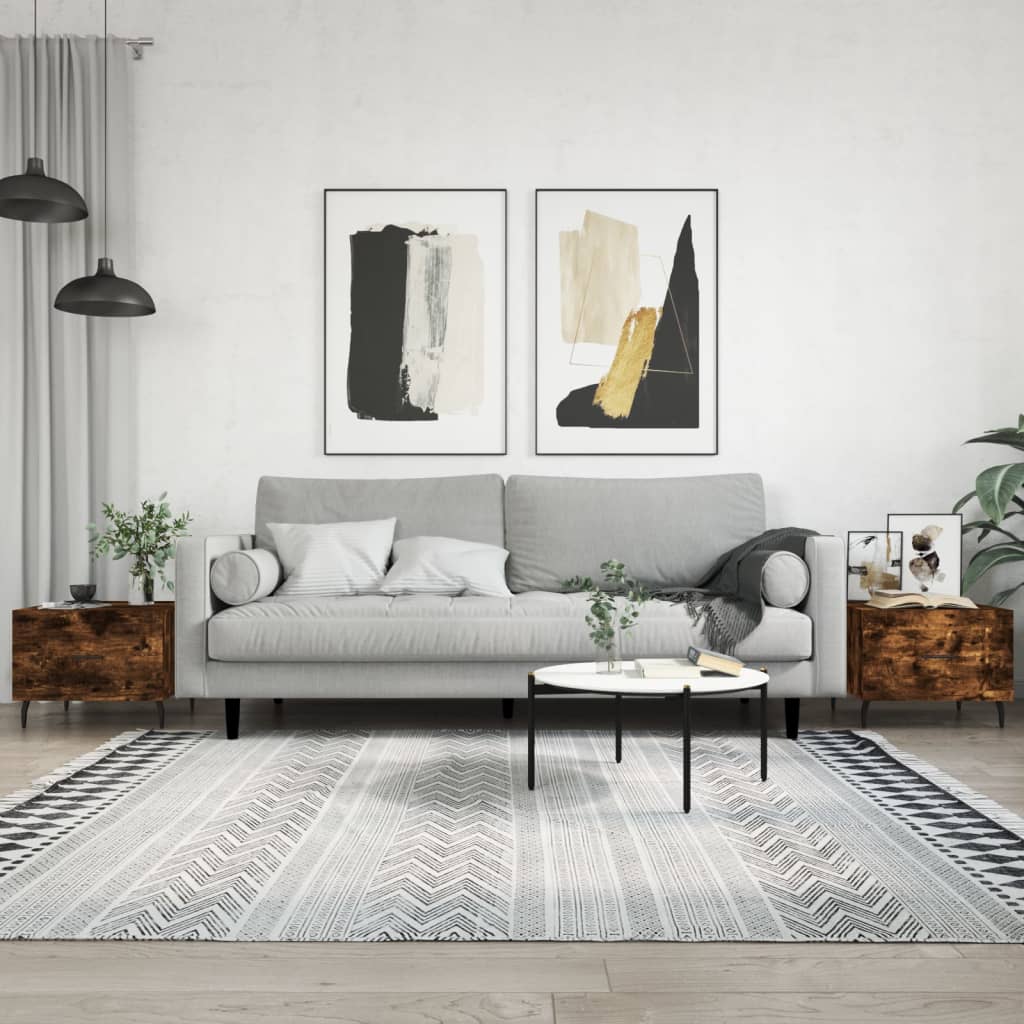 Coffee tables 2 pcs. smoky oak 50x50x40 cm composite wood