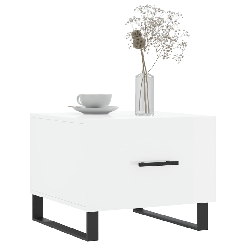 Coffee table, glossy white, 50x50x40 cm, composite wood