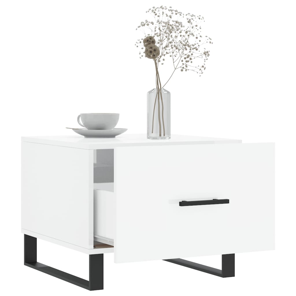 Coffee table, glossy white, 50x50x40 cm, composite wood