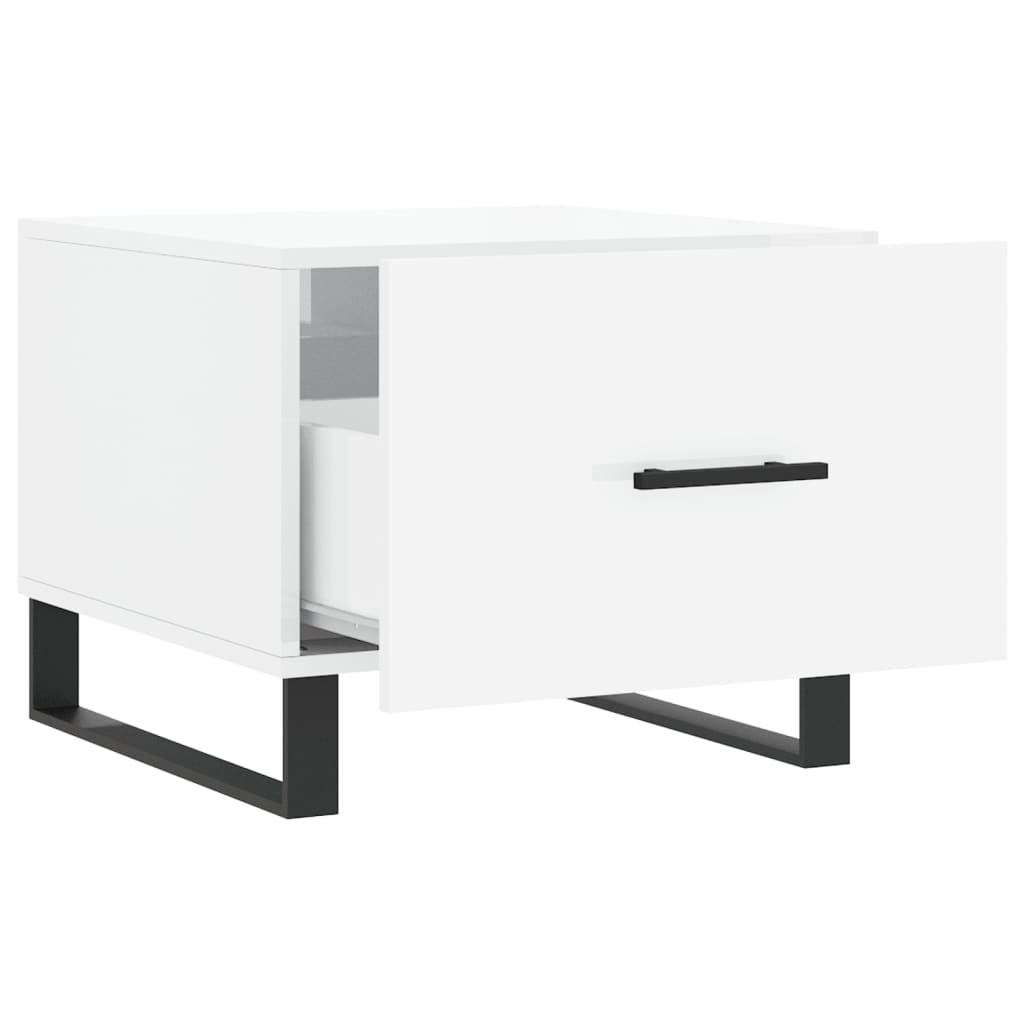 Coffee table, glossy white, 50x50x40 cm, composite wood