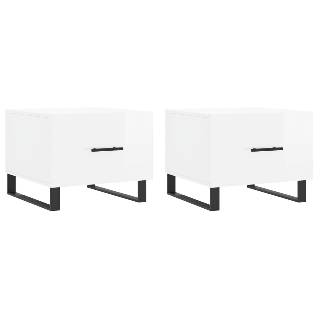 Coffee table, 2 pcs., glossy white, 50x50x40 cm