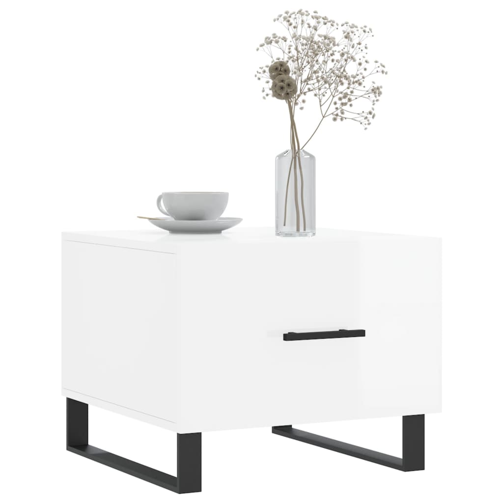Coffee table, 2 pcs., glossy white, 50x50x40 cm